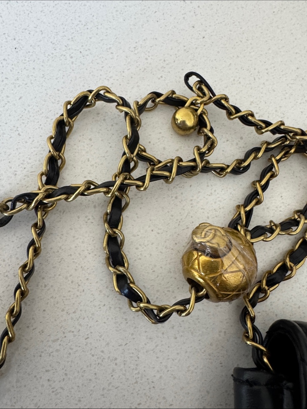 Quilted Black Crossbody Bag with Gold Chain - Picture 3 of 3